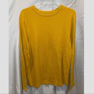 Yellow waffle-knit long sleeve shirt, size M